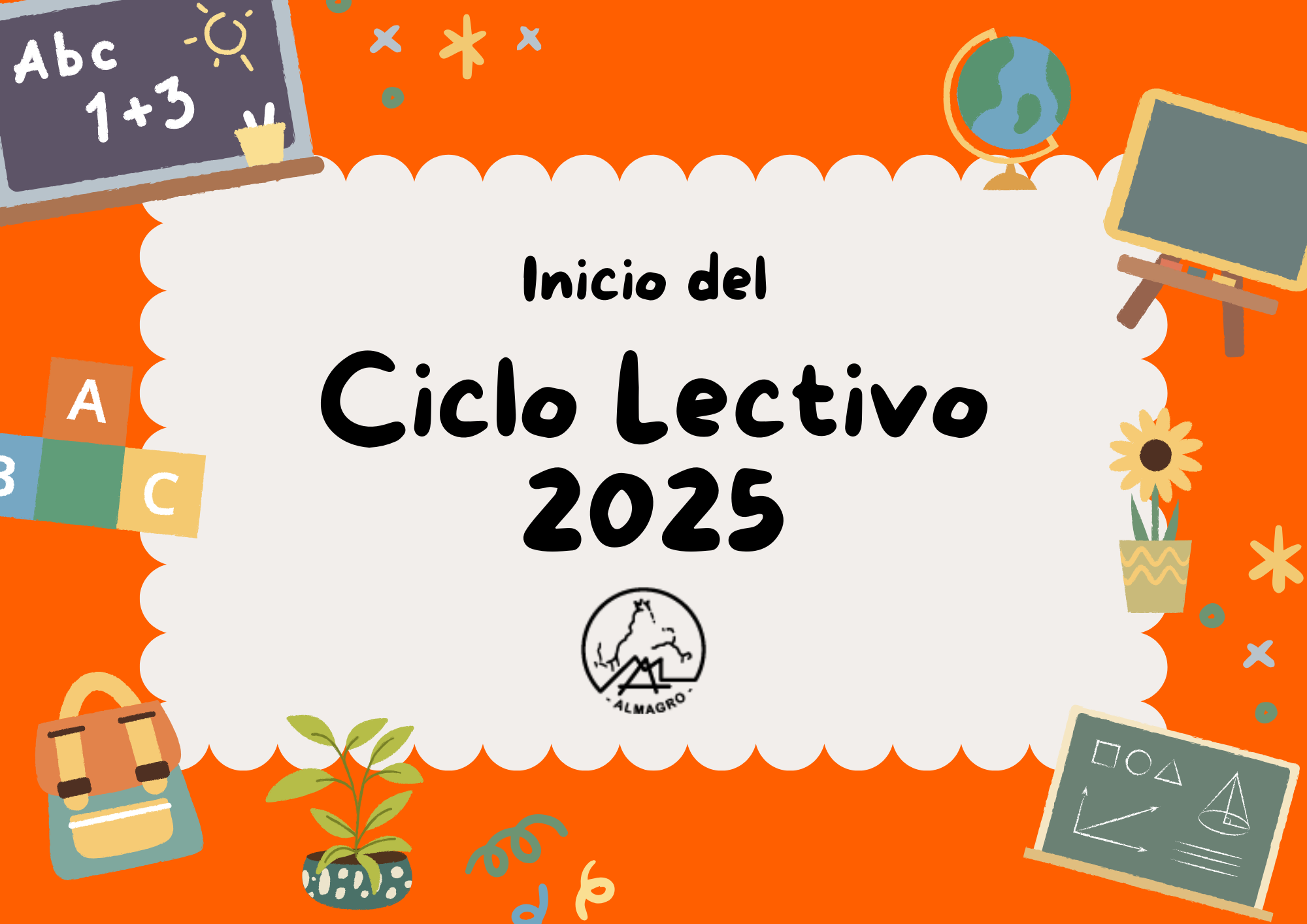 Documento A4 Horizontal Inscripciones Abiertas Jardín Colegio Infantil Naranja